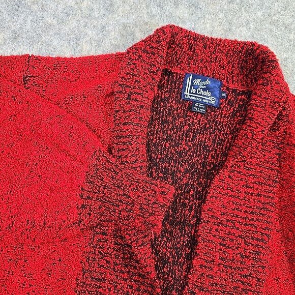Monto Par Le Chois Women’s Vintage Chunky Cardigan Long Sweater Small Red Black - Picture 2 of 9